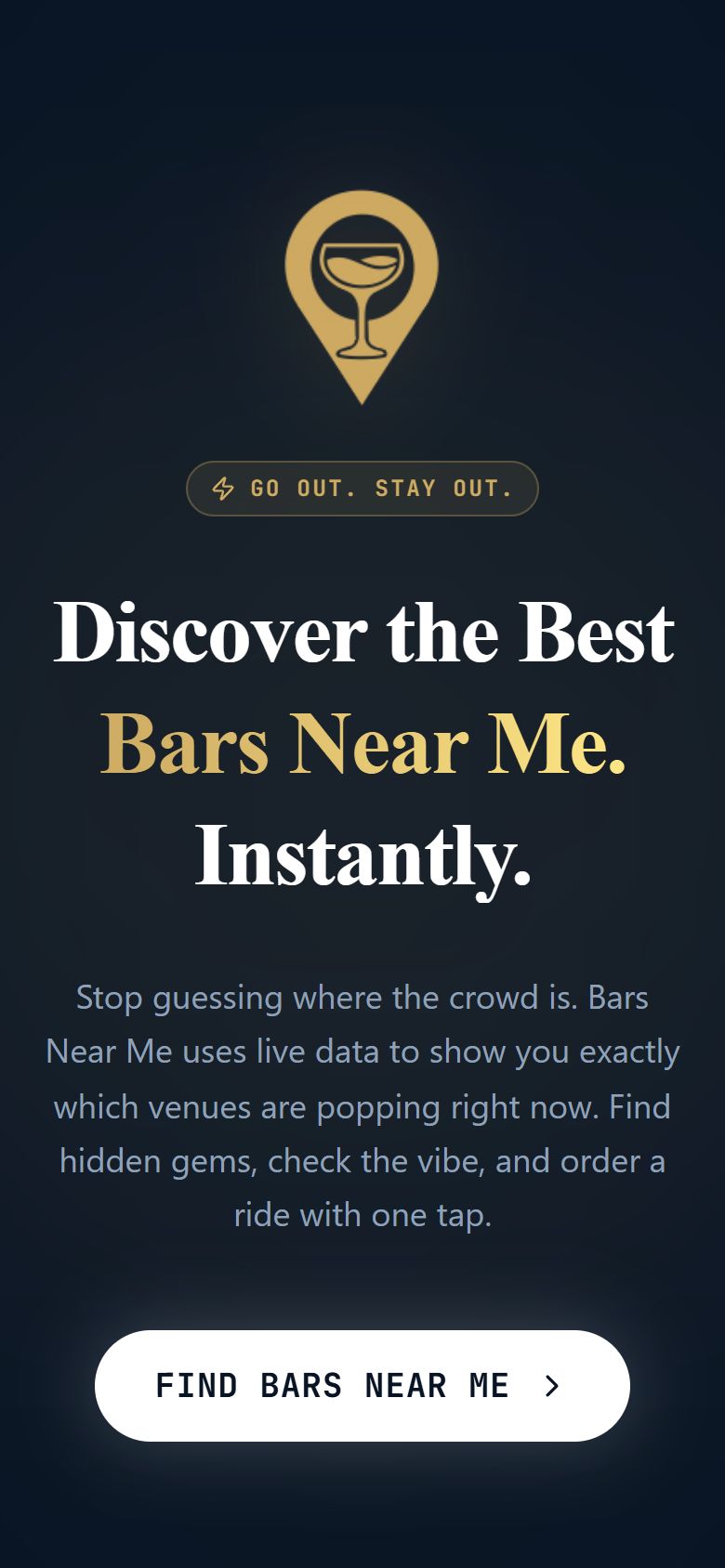 Bars Near Me mobile view
